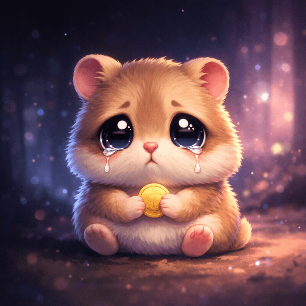SAD HAMSTER holding a coin